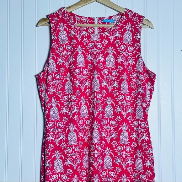 J. McLaughlin Catalina Cloth Pineapple Print Sheath Dress Size L Bright Pink - Picture 2 of 8